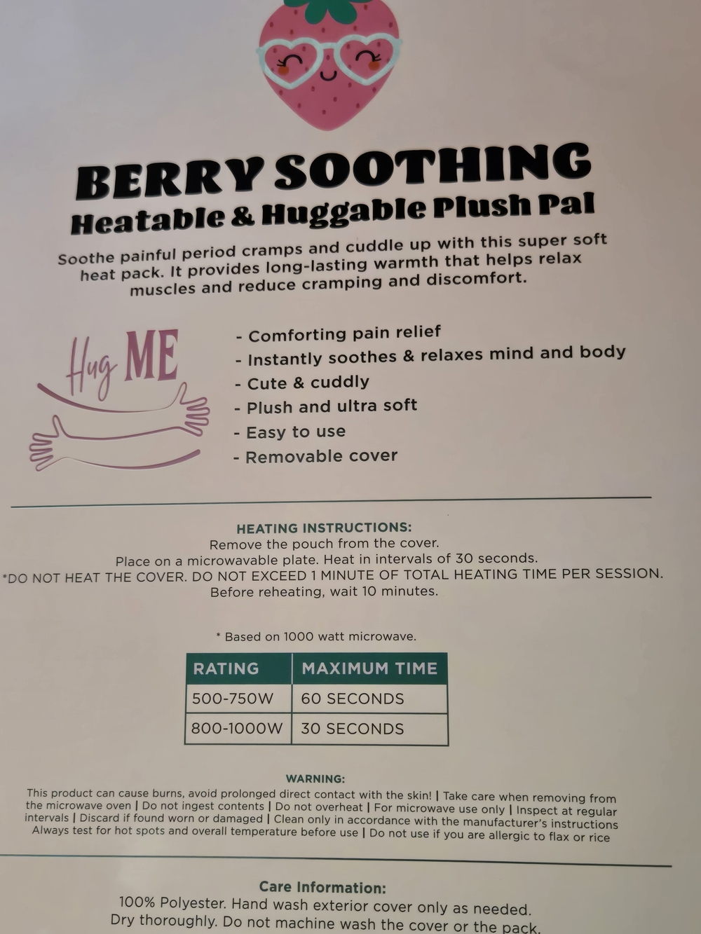 Berry Soothing Heatable And Huggable Plush Pal - Picture 2 of 2